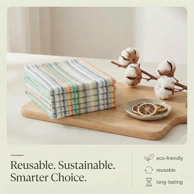 Urban Villa Kitchen Towels Cotton Dish Towels 20”x30” (Set of 6) Beige
