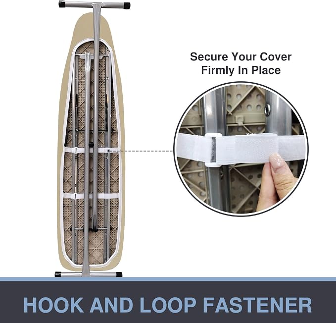 VividPaw Ironing Board Cover and Pad ONLY, Standard Size 15x54, Thick Padding, Elastic Edge, Silicone Coated, Adjustable Fastener, Heavy Duty Padded Iron Board Covers (Sandy Beige, 15" x 54")
