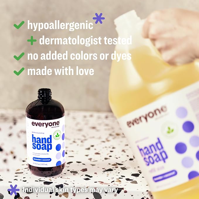 Everyone Liquid Hand Soap Refill, 1 Gallon, Lavender and Coconut, made with Essential Oils for kitchen and bathroom