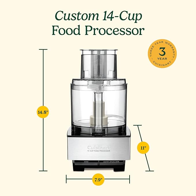 Cuisinart Food Processor, 14-Cup Vegetable Food Chopper for Mincing, Dicing, Shredding, Puree & Kneading Dough, 720-Watt Motor, Stainless Steel, DFP-14BCNY | Mince, dice & shred with this stainless steel food processor, including 1 blade, 2 discs & dis...