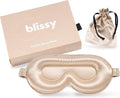 Blissy Silk Sleep Mask Profile - 100% Pure Mulberry Silk 22 Momme 6A Fibers Silk Eye Sleeping Mask for Women & Men for Total Blackout - Blindfold Silk Sleep Mask Side Sleeper Eye Cover (Champagne)