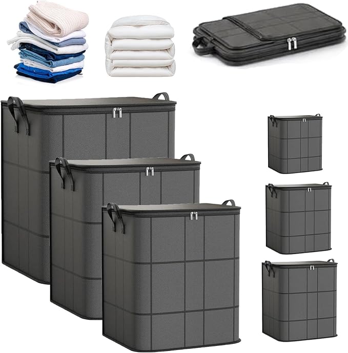 180L Portable Moving Storage Bags, XXL Foldable Storage Bag with Reinforced Handles, Zippered Organizer for Quilts, Bedding & Sweaters,Large Capacity Fabric Bag for Closet & Moving Day，3PCS MIX