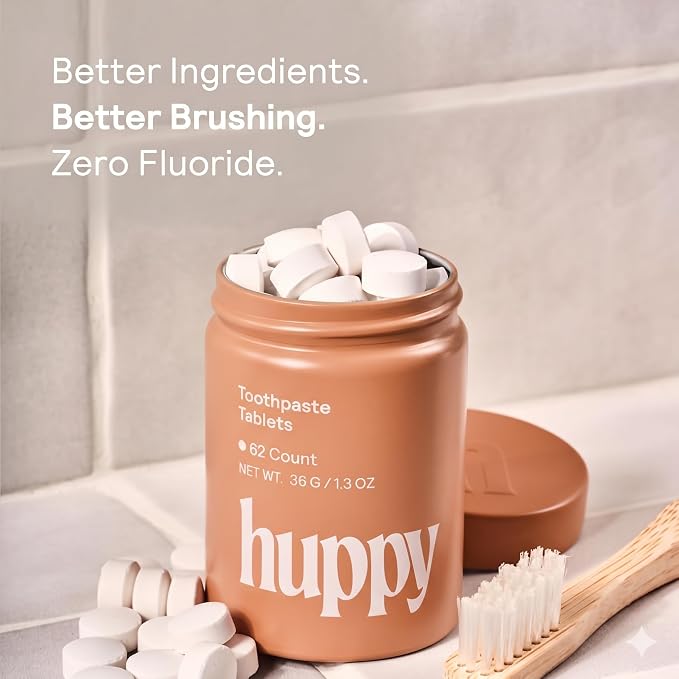 Huppy Toothpaste Tablets, Nano Hydroxyapatite, Fluoride Free and Plastic Free, Natural Whitening, Remineralizing, SLS Free, Bulk Supply, Cinnamon Flavor (248 Count)