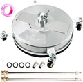 17" Pressure Washer Surface Cleaner with 4 Wheels, Stainless Steel Power Washer Surface Cleaner for Driveways Sidewalks Patios, 1/4" Quick Connector, 2 Extension Wand, 4000 PSI