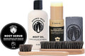 Leather Boot Care Kit - Made in USA (Not China) - Boot Oil, Waterproofer, Cleaning Scrub for Boots (Like Saddle Soap), Brushes and Cloth - Do NOT use Mink Oil (Love Animals) - All Natural Ingredients
