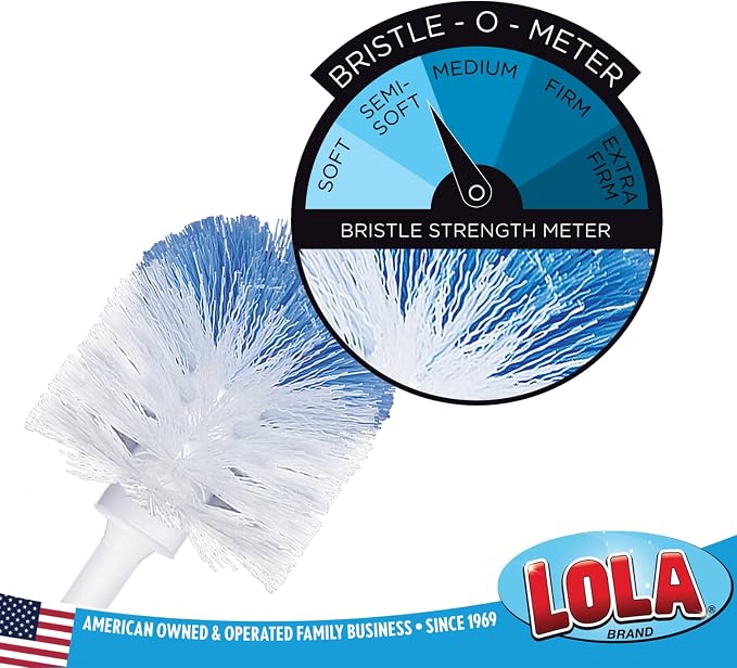 LOLA Classic Toilet Brush, 6 Pack, Durable Fiber Stiff Bristles, Compact Size, Non-Scratch, Long-Lasting