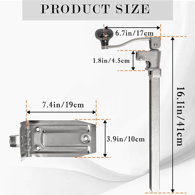Commercial Can Opener Heavy Duty, Adjustable Manual Opener with 2 Blades | Fits Tall Cans Up To 10 Inches, Manual Opener with Plated Steel Base, Stable Countertop Use for Restaurant, Hotel, Food Store