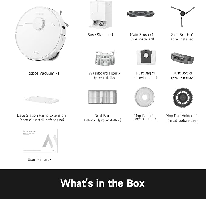 MOVA P20 Ultra Robot Vacuum and Mop, 30,000Pa Suction, MopExtend Edge Cleaning, All-in-One Dock with 145°F Mop Auto-Drying, 100 Days Auto-Empty, Liftable Spinning Mop for Carpet, Hard Floors, Pet Hair