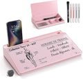 TOWON Small Compact Glass Desktop Whiteboard with Storage – 12 x 7 in Dry Erase Board for Desk, Home Office, School | Includes 5 Markers, Eraser & Holder | Space-Saving Organizer, Aesthetic Pink