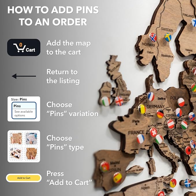 Enjoy The Wood 3D Wooden World Map Wall Art - Large Travel Map with Pins for Art Decor - Decorative Map of the World for Home, Office - Travel Wall Art Housewarming Gift Idea (Fusion, XL, Unframed)