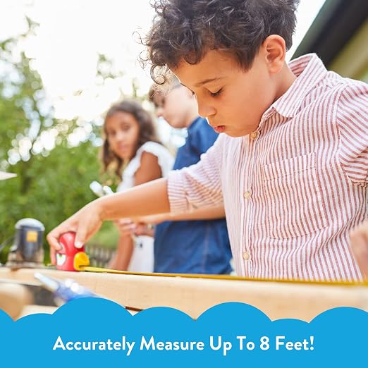 Handy Famm Kids Tape Measure – 8ft Red Bird Retractable Measuring Tape with Level & Protractor, STEM Montessori Tool, Toddler Safe, Gift for Boys & Girls Ages 3+