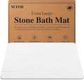 32"x20" Stone Bath Mat, Diatomaceous Earth Shower Mat, Non-Slip Super Absorbent Quick Drying Bathroom Floor Mat, Natural, Easy to Clean (Milky White)