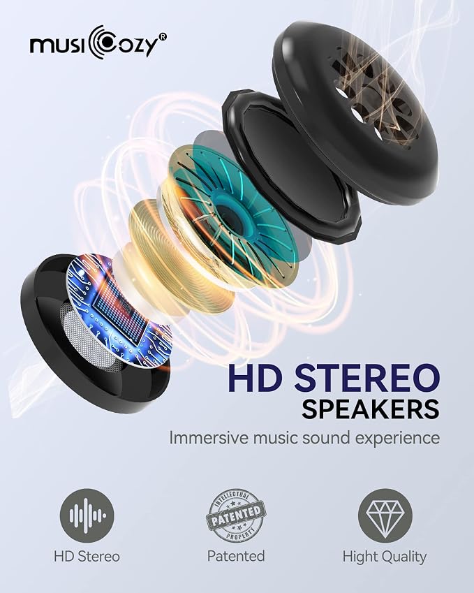 MUSICOZY Sleep Headphones Bluetooth 5.4 Headband Breathable Sleeping Headphones, Wireless Music Eye Mask Earbuds Earphones for Side Sleepers Men Women Air Travel Cool Tech Gadget Gifts