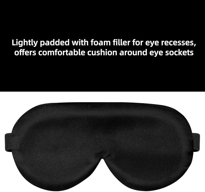 Alaska Bear Sleep Mask Silk Eye Cover with Shaped Pad, Machine Washable | Pressure-free Sleeping, Foam Insert, Upgrade Contour Over Conventional Flat Satin Eye Masks