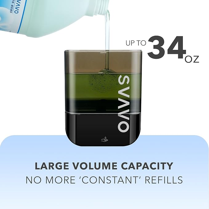 SVAVO Automatic Soap Dispenser Touchless, Hand Sanitizer Dispenser Wall Mount, Electric Sensor Battery Operated for Offices Home Kitchen Bathroom Hotel Restaurant Commercial, 34oz/1000ml Black