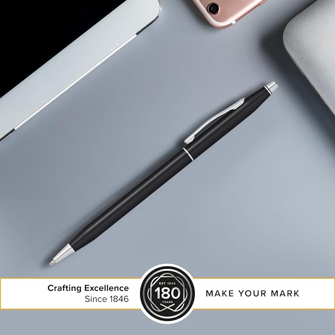 Cross Classic Century Black Lacquer Ballpoint Pen - Refillable Pen for Effortless Writing - Black Ink - Durable Construction - Premier Distinctive Look - Gift-Ready