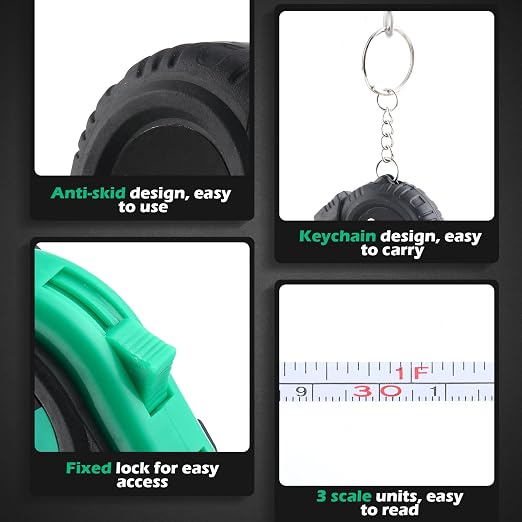 Kanayu Mini Tape Measure Keychains 3 ft Small Retractable Measuring Tape Bulk with Lock Steel Easy Read Pocket for Birthday Party Back to School Favors Daily Use