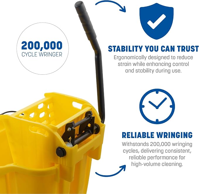 Carlisle FoodService Products Omnifit Mop Bucket with Side Press Wringer and Soiled Water Insert for Floor Cleaning, Kitchens, Restaurants, And Janitorial Use, Polypropylene (Pp), 35 Quarts, Brown
