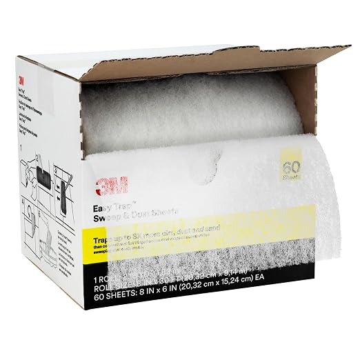 3M Easy Trap Sweep and Dust Sheets, 1 Roll of 60 8" x 6" Sheets, Disposable Easy Sweep Floor Duster, Picks Up 8x More Dirt, Dust, Sand, Hair, Works on Dry or Wet Surfaces, Hardwood Floors, 59152W