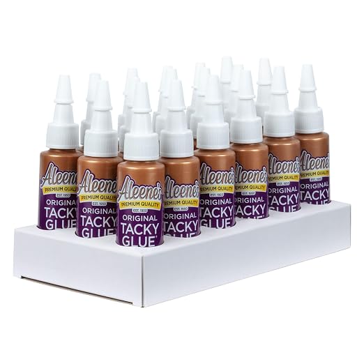 Aleene's Original Tacky Glue Mini-Bottle, All Purpose Adhesive, Perfect for Crafts and DIY Projects, Dries Fast and Clear, .66 fl oz 18-Pack