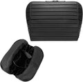 Travel Makeup Organizer Bag with Fold-Down Design and Adjustable Dividers, 27 Pockets & 3 Brush Storage Holders, Large Capacity Cosmetic Bags Toiletry Case- Black