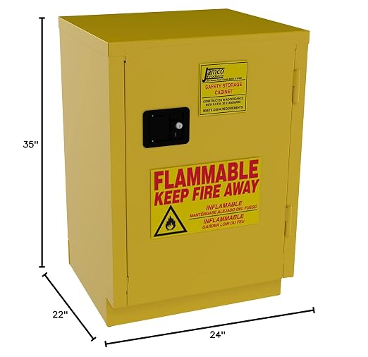 Jamco 12 Gallon Steel Flammable Safety Cabinet, Manual Doors, Yellow | Under-Counter Steel Flammable Storage Cabinet, Lockable Doors, 24"W X 22"D X 35"H, Osha & Fm Certified, Made In Usa