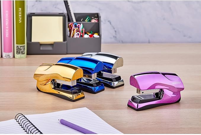 Bostitch Office Heavy Duty Stapler, 40 Sheet Capacity, No Jam, Half Strip, Fits into the Palm of Your Hand, For Classroom, Office or Desk, Metallic Blue