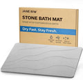 Stone Bath Mat, Quick-Dry Diatomaceous Earth Shower Mat, Absorbent Bathroom Mat for Shower/Tub Exit, New Apartment Essential & Housewarming Gift, 23.5" x 15.5" Light Gray Wave
