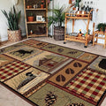 Rustic Cabin Deer Rugs 4x6 Feet Western Wildlife Bear Print Area Rug for Laundry Room Dining Room Entrance Non-Slip Lodge Bear Indoor Entryway Mat