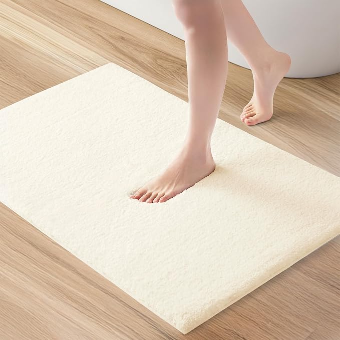 Madison Park Marshmallow Bathroom Rug Non Slip, Luxrurious Plush Bath Mat, Absorbent, Quick Dry, Spa Design Bath Room Décor, 24x40, Cream
