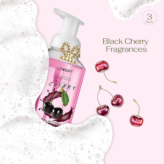 LOVERY Foaming Hand Soap-Packof 3-Moisturizing Hand Soap with AloeVera & Essential Oils-Alcohol-Free Hand Wash in Honey Almond, PomegranatePeach, Lavender Jasmine Scent-Free Bracelet