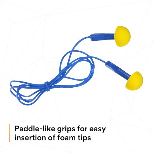 3M E-A-R EXPRESS Pod Plugs Ear Plugs 311-1114, Corded, Blue Grips, Pillow Pack, Pack of 100