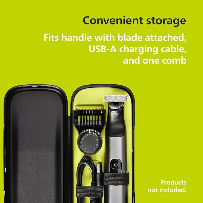 Norelco Philips OneBlade Pro Face+Body Travel Kit Bundle - Philips OneBlade Pro 360 Face+Body Hybrid Electric Trimmer/Shaver, QP6542/70 +Travel Case, QP401/90
