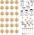 Measuring Cup and Spoon Organizer, 24 Pack Adhesive Wood Hooks for Hanging with 12 Kitchen Conversion Chart Stickers, Kitchen Hooks for Space Saving Storage