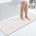 OLANLY Bathroom Runner Rugs 47x17, Extra Soft Absorbent Chenille Bath Rugs, Rubber Backing Quick Dry, Machine Washable Long Bath Mats for Bathroom Floor, Tub and Shower, Home Decor Accessories, Ivory