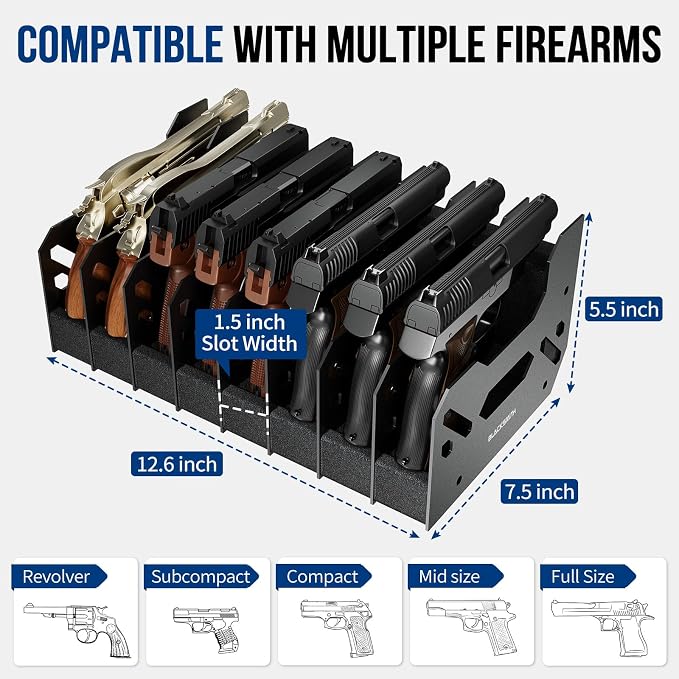 BlackSmith Foam Pistol Rack for Gun Safe Gun Accessories Storage Firearm Handgun Rack Revolver Pistols Holder