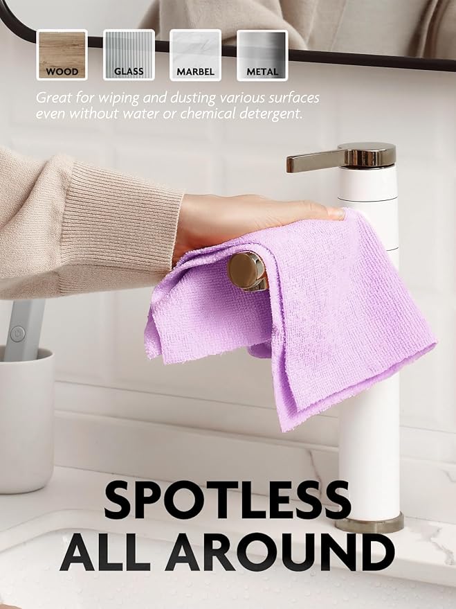 Fantasticlean Microfiber Cleaning Cloth Roll -75 Pack, Tear Away Microfiber Towels, 12" x 12", Reusable, Washable, Scratch Free, Ultra Absorbent Dishcloth for All-Around Cleaning Supplies (Purple)