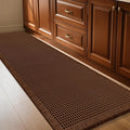 Extra Large Waffle Bath Mat Brown 6'x2'(72" x 24"), Boho Woven Modern Bath Mat Rugs, Absorbent Non Slip Bathroom Rugs, Soft Washable Bath Rugs with Tassels for Bathroom, Bedroom, Kitchen, Shower, Tub
