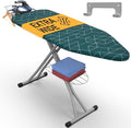 Ironing Board Extra-Wide 57" x 18" Foldable with Wall Hanger | Height adjustable 30" - 36", full-metal frame, scorch & heat-resistant cover, iron rest, anti-slip feet