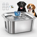 PETNF 3-Gallon Stainless Steel Dog Water Fountain for Large Dogs, Dog Water Bowl Dispenser with 4 Filters, Visible Water Window, Quiet Pump & LED Low-Water Indicator