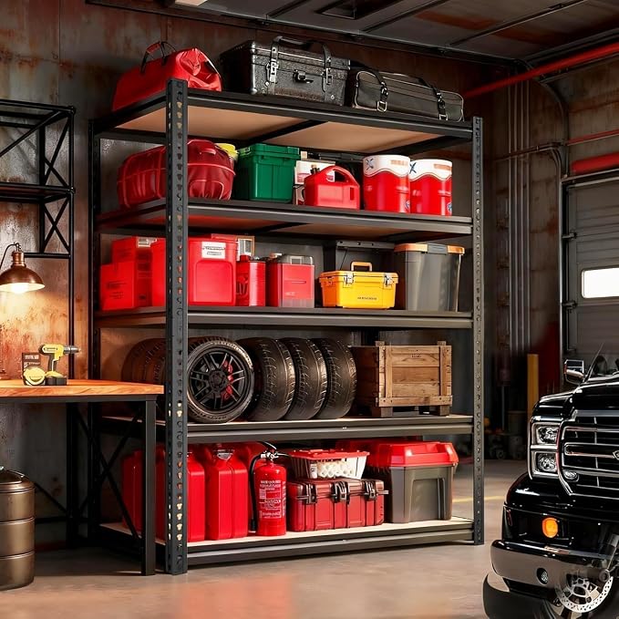 Garage Racks for Storage，5-Tier Adjustable Garage Shelving Storage Shelves,2400LBS Capacity Heavy Duty Shelving for Carport Warehouse Basement,72" H x40 W x20 D