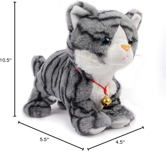 Smalody Interactive Plush Toys, Novelty Sound Control Electronic Cat Electronic Pets Robot Cat Gift for Children (Gray)