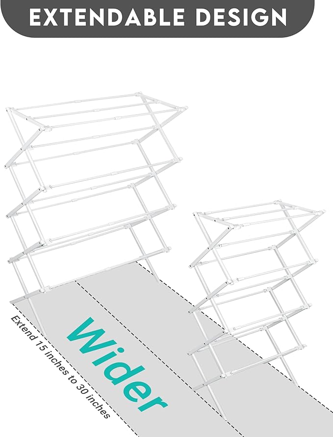 ZOES HOMEWARE 4-Tier Clothes Drying Rack, 4ft High Foldable Drying Rack Clothing for Indoor & Outdoor, Portable Collapsible Laundry Dryer for Laundry Room and Apartment, White 29" L x 49" H x 11.5" W
