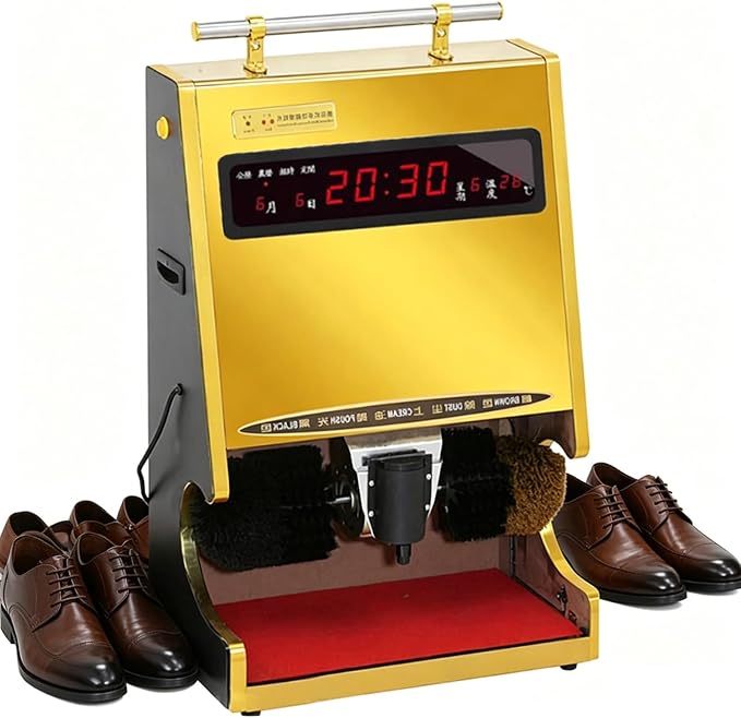 Polishing Shoes Machine,Electric Shoe Shine Machine, Automatic Shoe-Shine Machine, Shoe Polisher, Combined Spherical Brush, Household/Commercial - Electric Brush Machine Gold