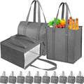 18L Insulated Grocery Bags, Zippered Top 3PCS Reinforced Handles | 12×7×13", reusable thermal lining, keeps food warm & cold, suitable for travel, picnic, camping, beach, shopping