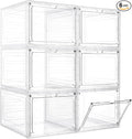 LXLXXL 6 Pack Storage Bins with Lids, 19 Qt Stackable Clear Storage Box | Stackable Storage Bins with Lid, Clear Acrylic Magnetic Door, Plastic Display Case, Organizer Box for Home Office Organizing
