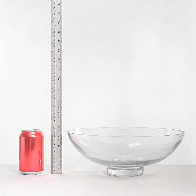CYS EXCEL Glass Decorative Footed Bowl (H:4.5" D:12") | Fruit Display & Terrarium Bowl | Compote Vase & Kitchen Table Centerpiece