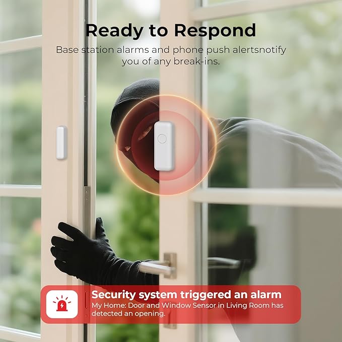 Wireless Home Security System, 8-Piece DIY Kit, No Monthly Fees, WiFi & 4G, Instant App Alerts, Works with Alexa & Google, Door Sensors, Motion Detection, Remote Control