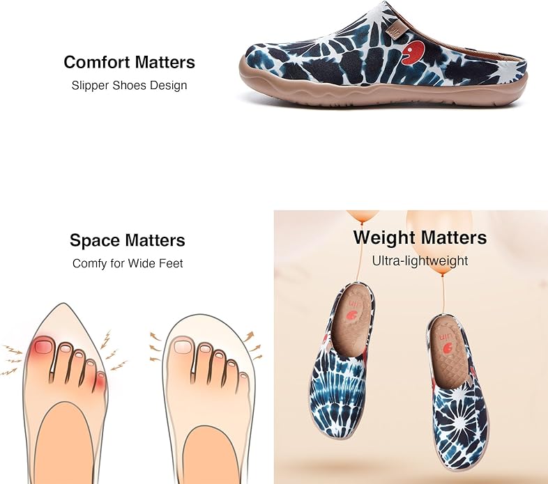 UIN Men's Mules Slipper Loafers Lightweight Mules Walking Casual Clogs Comfort Household Slip Ons Art Painted Travel Shoes Malaga Marine World
