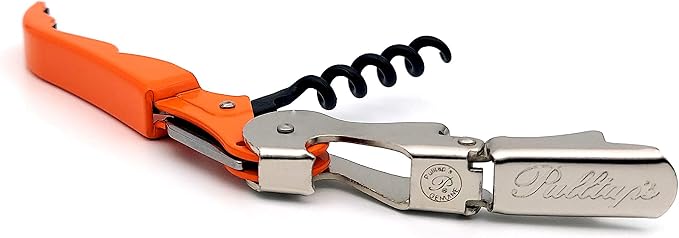 Pulltap's Genuine Classic 500 Waiter's Corkscrew – Double-Hinged Wine Key with Hinged Foil Cutter – Patented Design – Made in Spain – Orange (Naranja)
